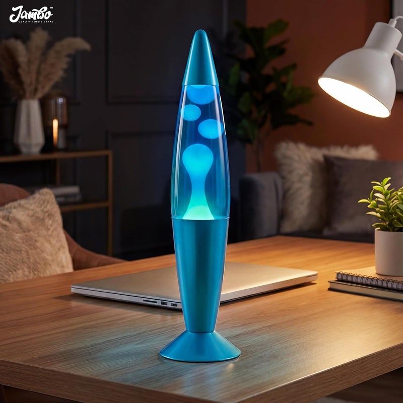 JAMBO 16" Beautiful Lamp- Blue with White/Blue Wax, Relaxing Liquid Light, Night Light Nightlight, Home Decor Living Room Office Bedroom Lamp for Adults Teens Kids, Magma Motion - Image 5
